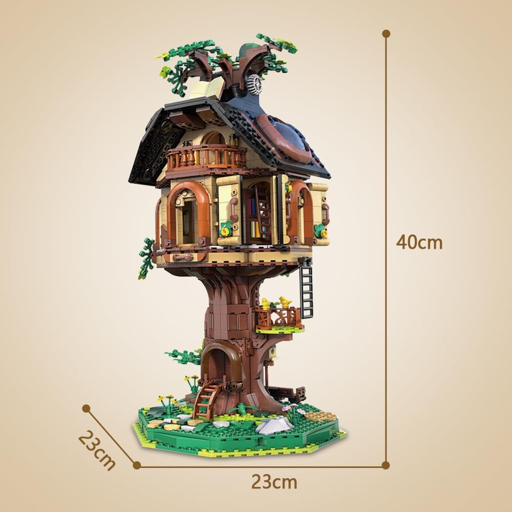 CaDA C66013W Tree House Library Casa sull'Albero con Biblioteca e Luci LED USB