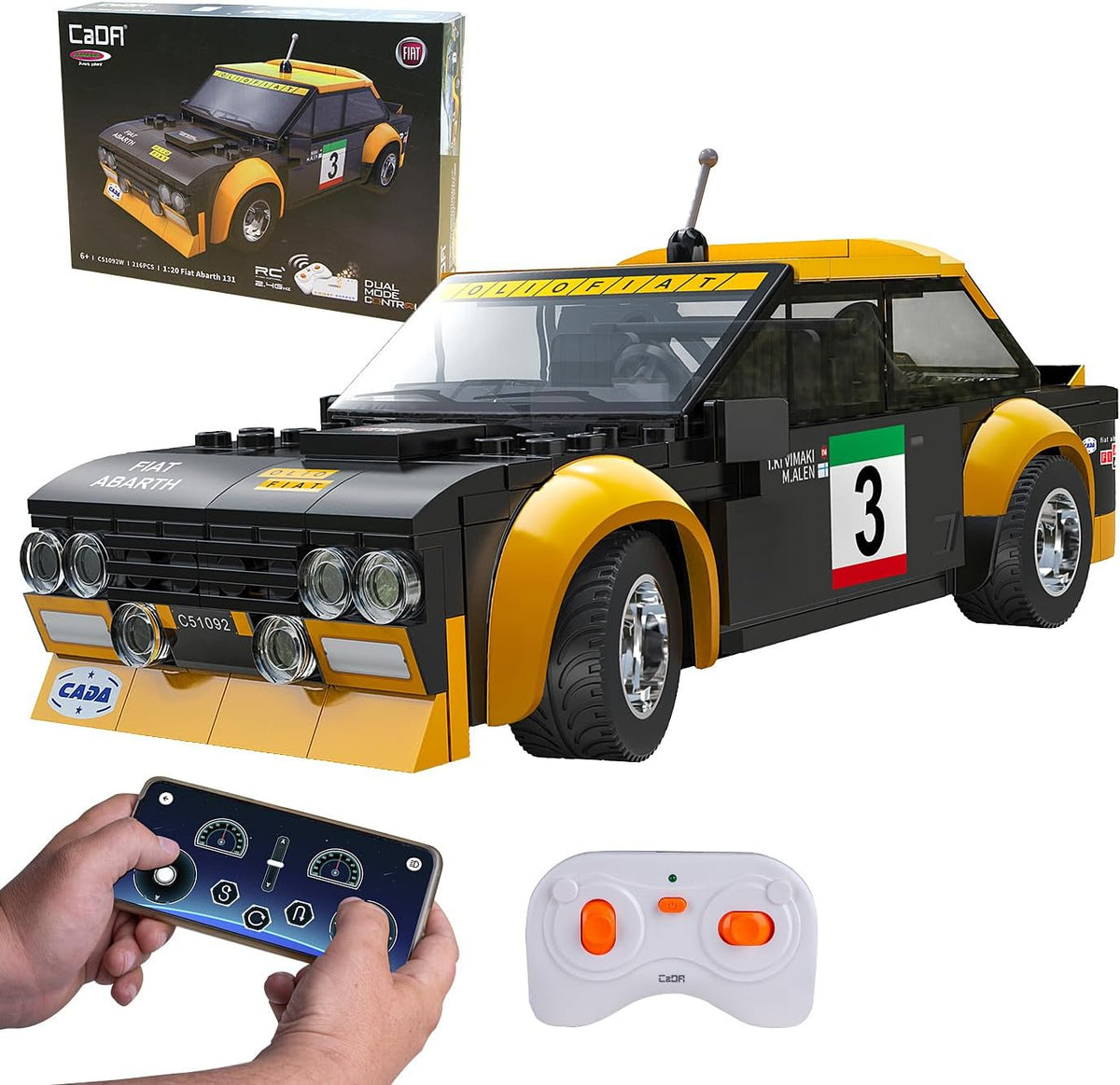 C51092W CaDA RC Fiat Abarth 131 1:20 Auto da Rally Radiocomandata da Costruire