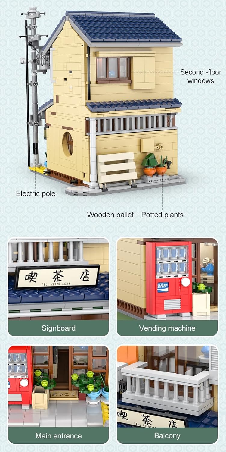 C66010W CaDA Japanese Tea Shop Set Costruzioni Machiya Giapponese con Luci USB