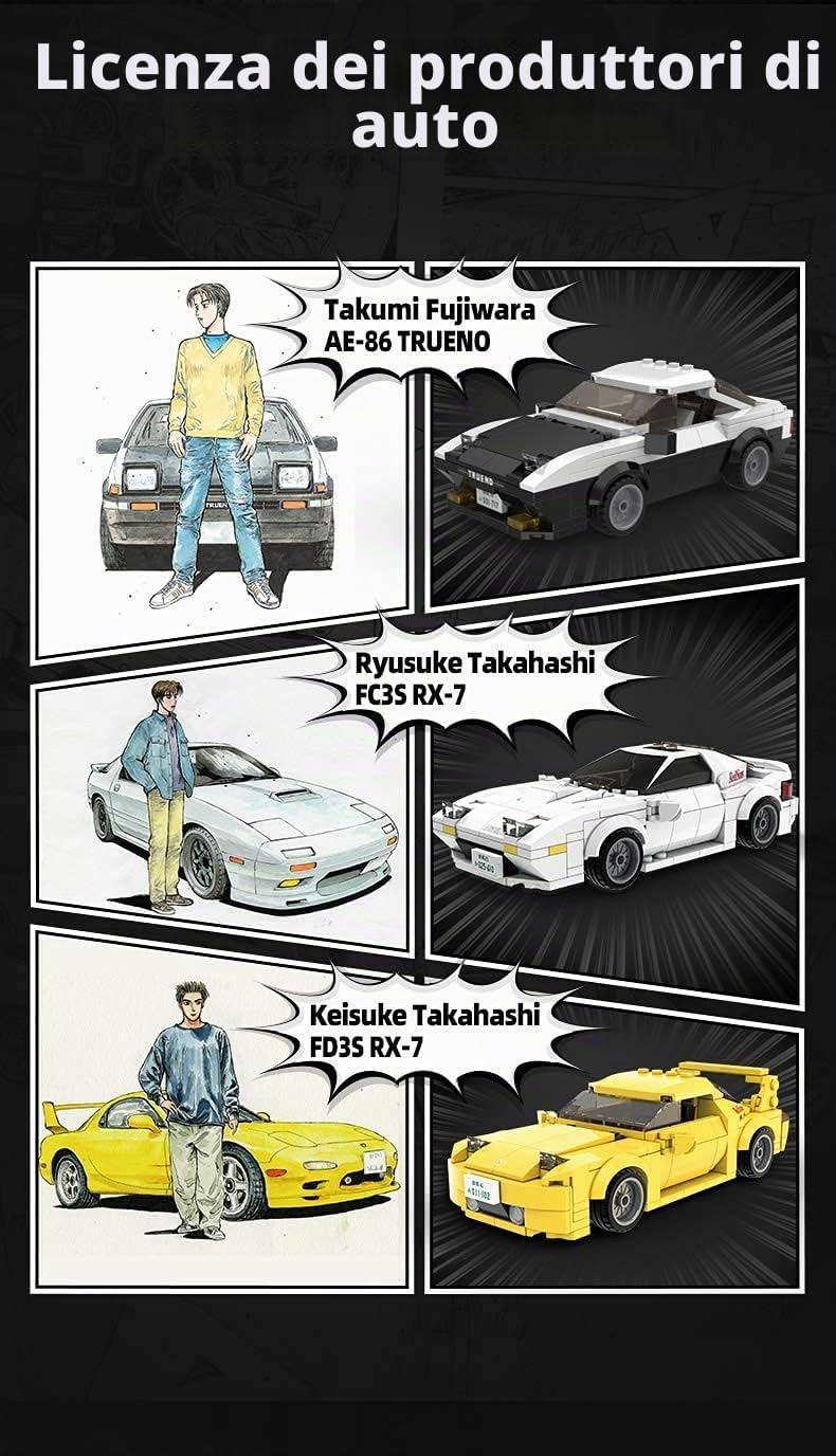 C55013W CaDA Initial D Mazda FD3S RX-7 scala 1:24 Set Costruzioni Auto
