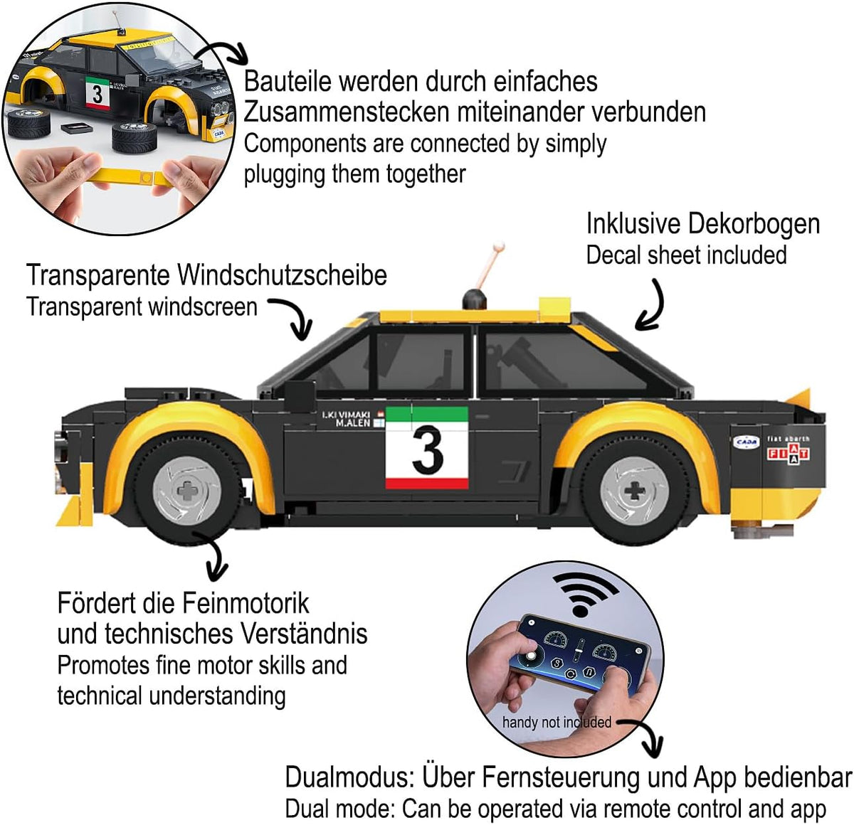 C51092W CaDA RC Fiat Abarth 131 1:20 Auto da Rally Radiocomandata da Costruire