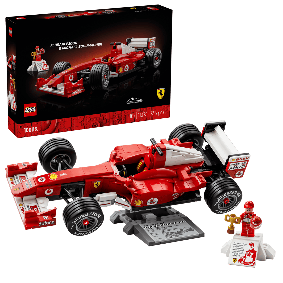11375 LEGO® Icons Ferrari F2004 e Michael Schumacher Set F1