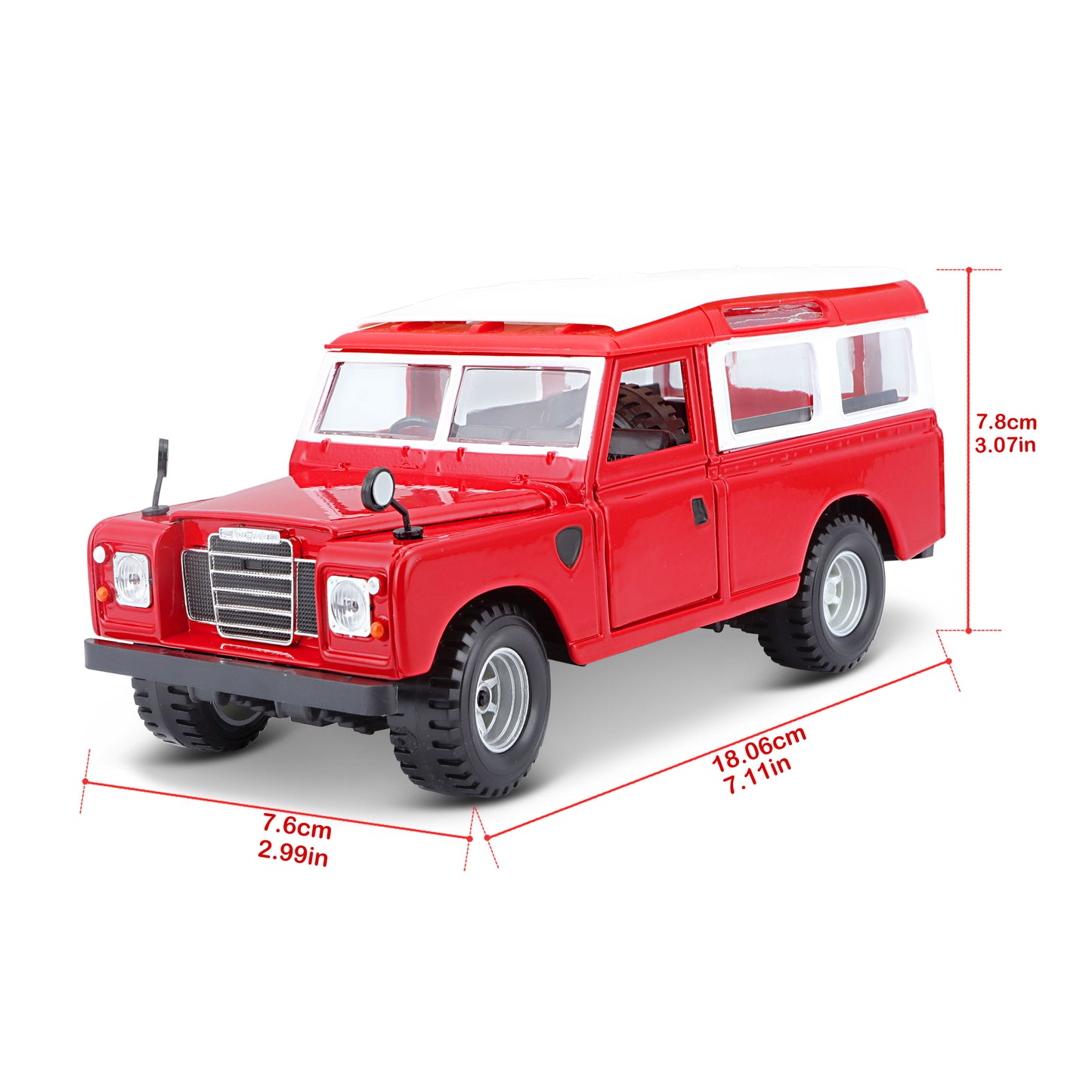 18-22063 Bburago - Land Rover Series II, rossa - Scala 1:24