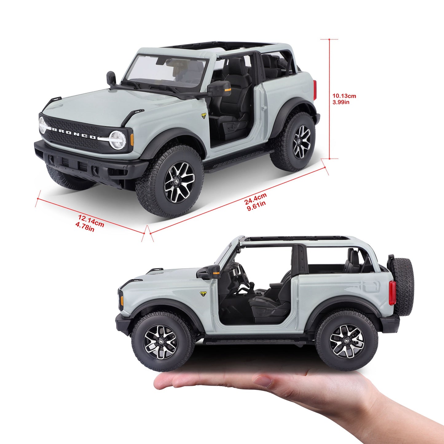 10-31457 Bburago Maisto - Ford Bronco Badlands 2021 (no door), grigia