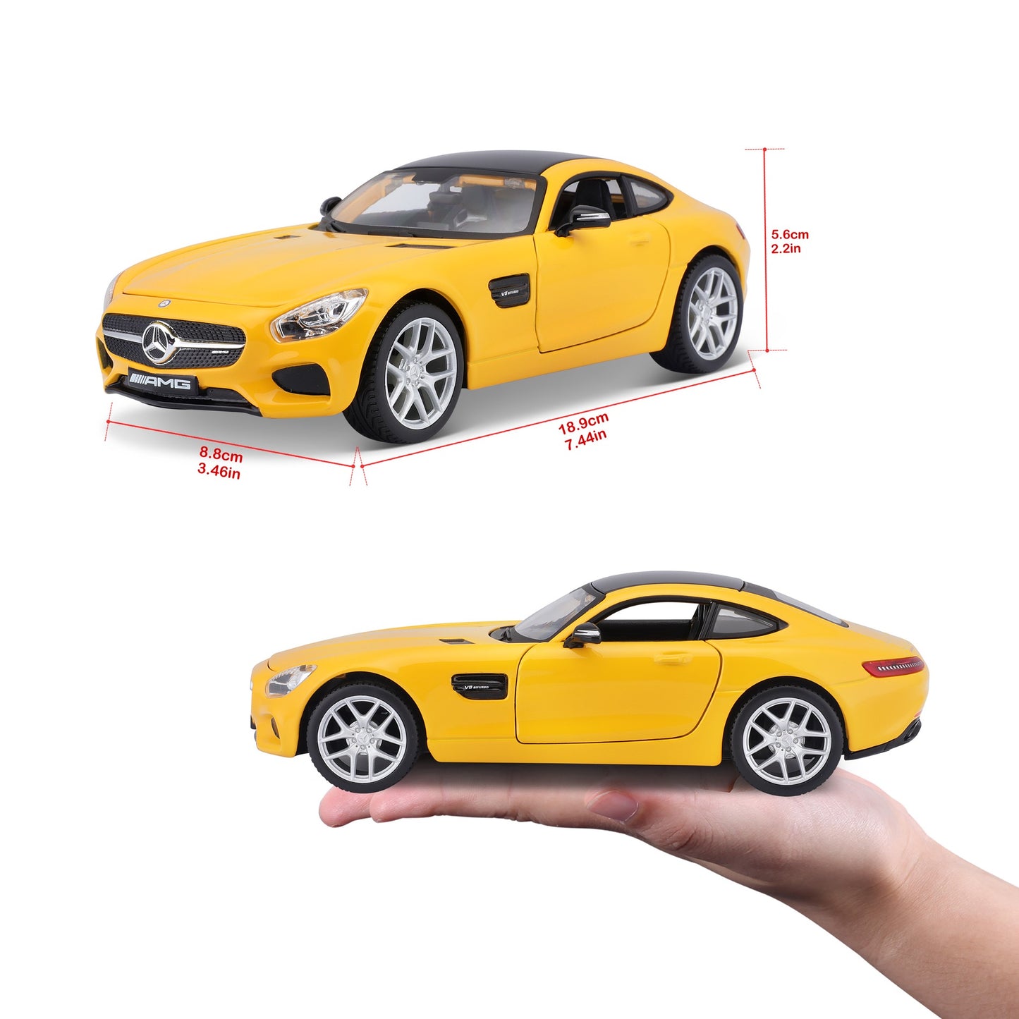 10-31134 Bburago Maisto - Mercedes-Benz AMG GT, gialla - Scala 1:24