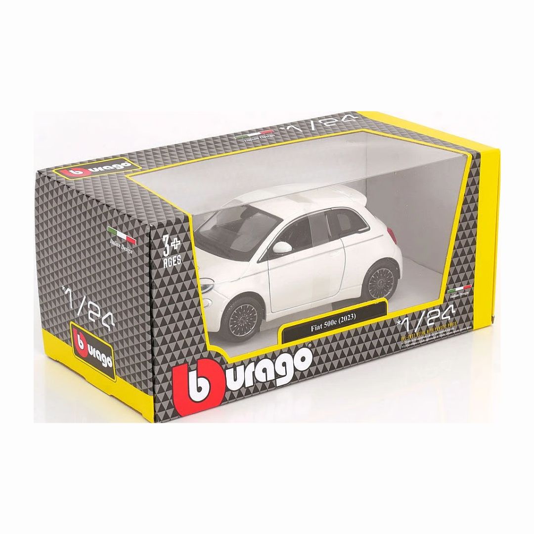 18-21110 Bburago - Fiat 500e (2023), bianca - Scala 1:24