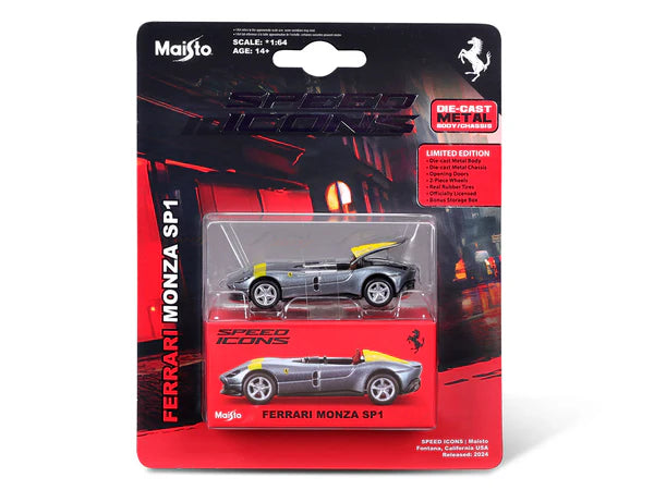 15702 Bburago Maisto - Speed Icon: Ferrari Monza SP1, argento - Scala 1:64