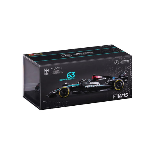 18-38209R Bburago F1 Mercedes-AMG W15 E Performance #63 con casco Russell - 1:43