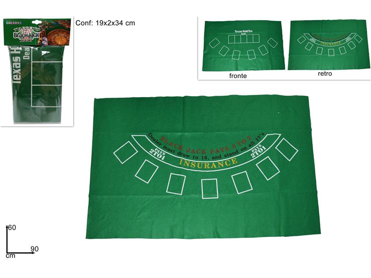 2S Tappeto da Tavolo verde Blackjack e Poker Professionale 60x90 cm