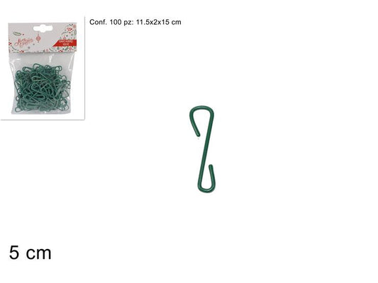 1A100G258/2S 100 Pezzi Ganci in Plastica Verdi per decorare l albero di Natale
