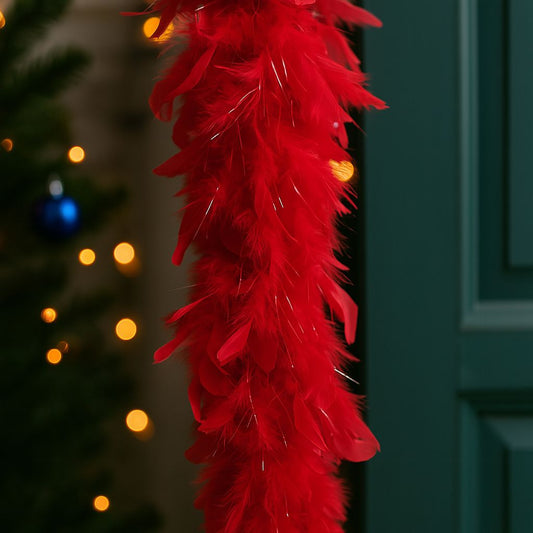 Sciarpa di Piume Rosse 40g | Boa Piumato Accessorio Costume e Festa
