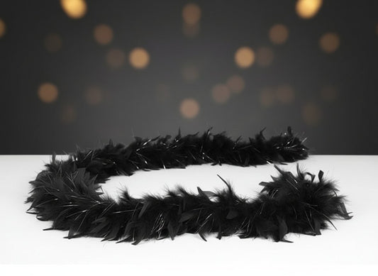 Sciarpa di Piume Nere 40g | Boa Piumato Elegante per Costumi e Feste