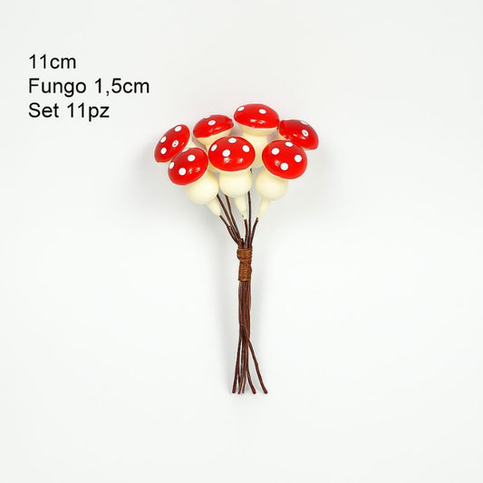 Chiudipacco e decorazioni Natalizio Mazzetto Funghetti 11 pz TH03-4200