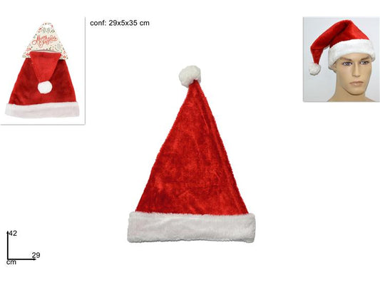Cappello Babbo Natale in Velluto per Adulti Morbido, Classico, Rosso HY19010