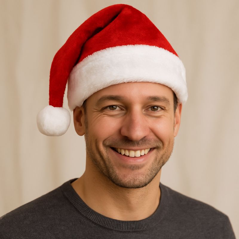Cappello Babbo Natale in Velluto per Adulti Morbido, Classico, Rosso HY19010