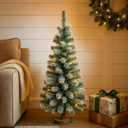 Albero di Natale Innevato 90 cm 90 Punte con Base in Juta Modello N3090A2F