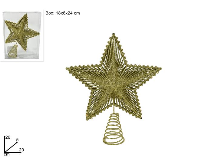 Puntale Stella Glitterata in PVC Oro Decorazione per Albero di Natale SXP171850G