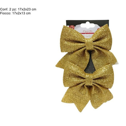 Fiocchi Glitterati Oro in Spugna Set 2 Pezzi Decorativi XNA18021521
