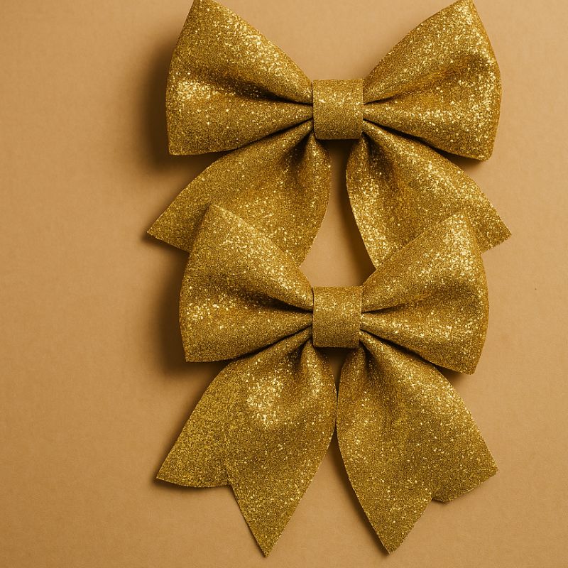 Fiocchi Glitterati Oro in Spugna Set 2 Pezzi Decorativi XNA18021521