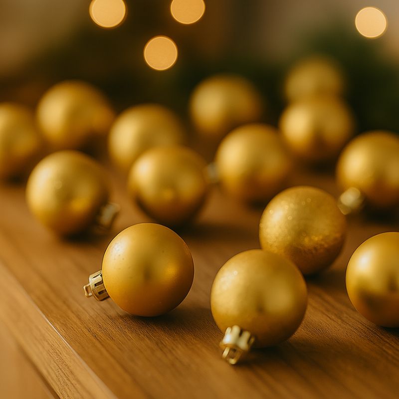 Set 24 Palle di Natale Oro Ø6 cm 4 Finiture Assortite Box PVC 3A24E05G498