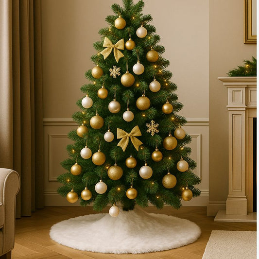 Tappeto Albero di Natale in Pelliccia Bianca Ø80 cm Tree Skirt Elegante