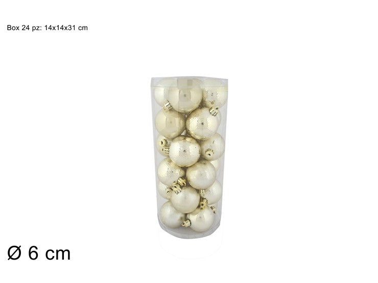 Palline di Natale Ø 6 cm Beige Scuro Set 24 Pz in Box PVC 3A24E05G498/195