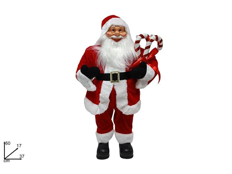 Babbo Natale 60 cm con Candy e Fiocco Decorazione Natalizia Elegante per Casa