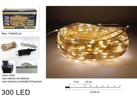 Filo 300 MicroLED Bianco Cavo Rame e Trasformatore Luci Natalizie XNA23016911