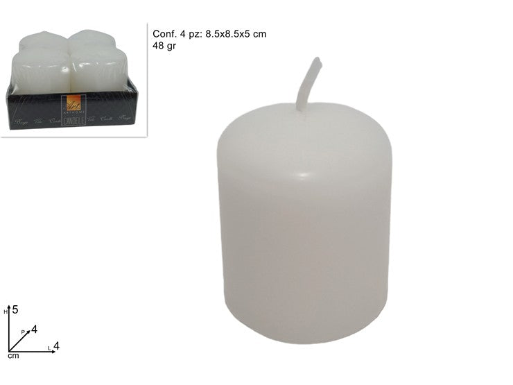 Set 4 candele bianche 48 g Candele decorative classiche per casa HDZL0480004-W