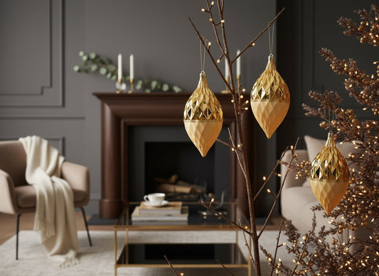 Set 3 Palle Goccia 16 cm Oro Lucido Decorazioni Natalizie