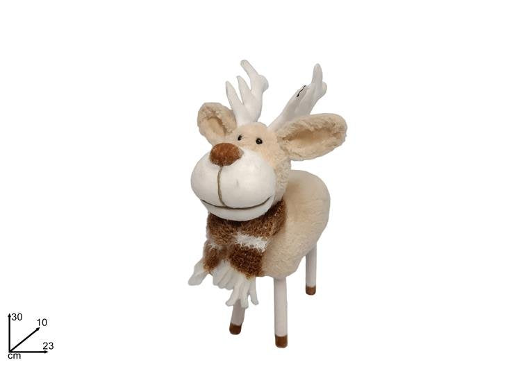 Renna Beige con Sciarpa 30 cm Decorazione Natalizia Morbida e Accogliente