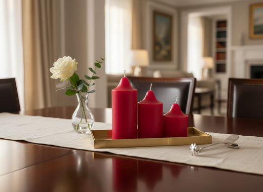 Set 3 Candele Rosse Decorative Diverse Misure Ø 50 mm |