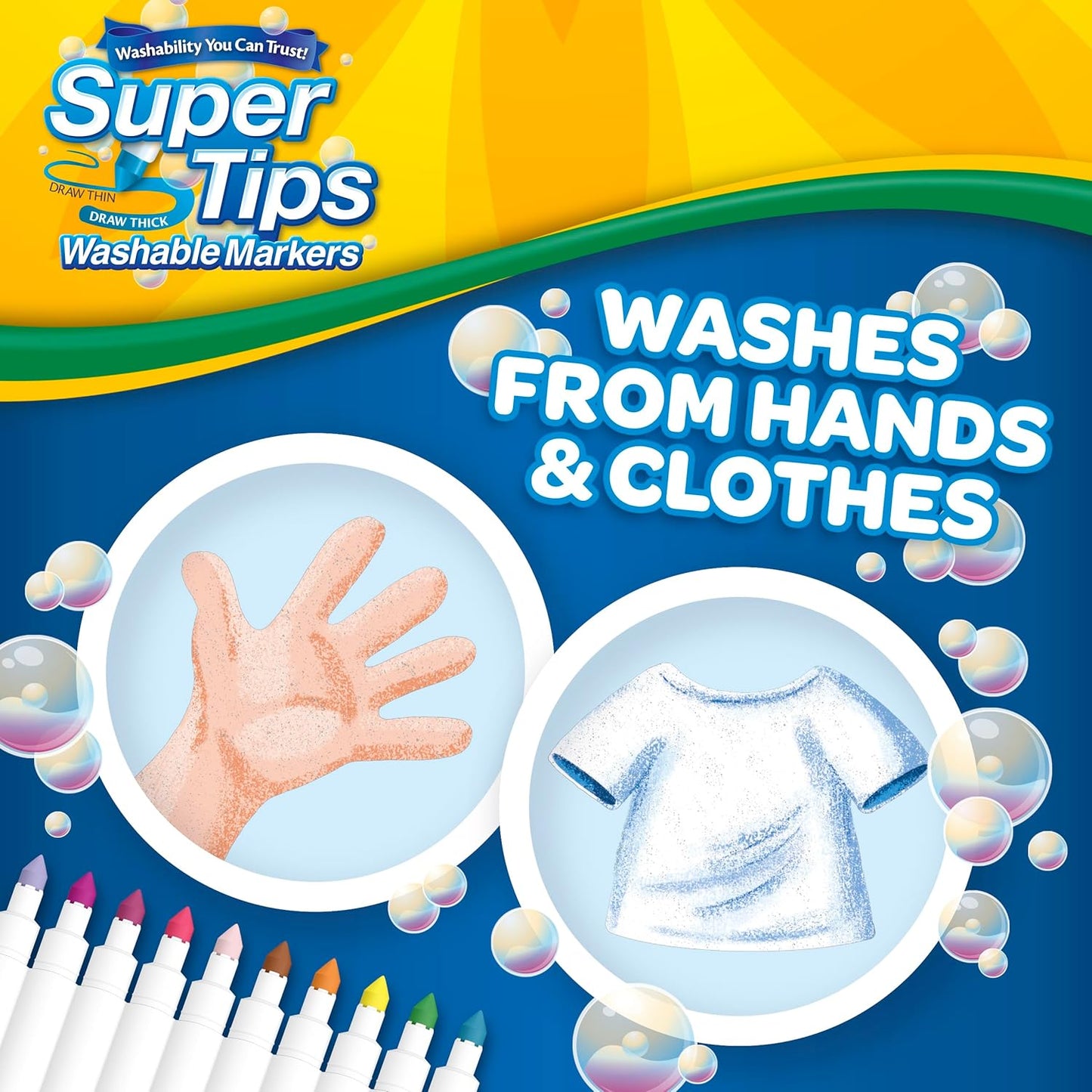 CRAYOLA Super Tips - Pennarelli Lavabili a Punta Media, 50 Pezzi