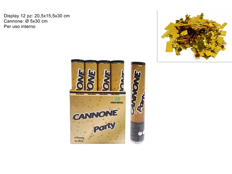 Cannone Party Coriandoli Oro Metallizzato 30Cm Halloween Decorazioni
