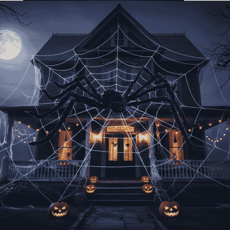 Ragno Nero Gigante Halloween Decorazione Spaventosa con Zampe Lunghe