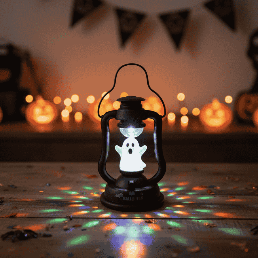 Lanterna Halloween con Luci e Suoni a Batteria Fantasma, Teschio o Zucca