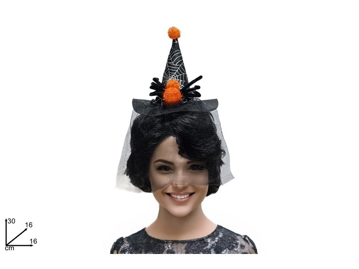 Cerchietto Cappello con Velo Halloween XX24FG-19 Accessorio Horror