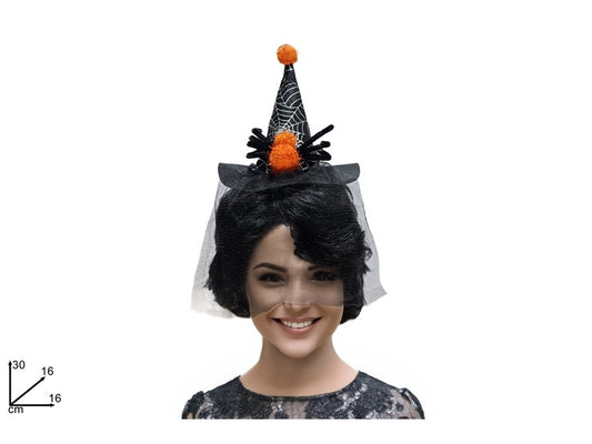 Cerchietto Cappello con Velo Halloween XX24FG-19 Accessorio Horror