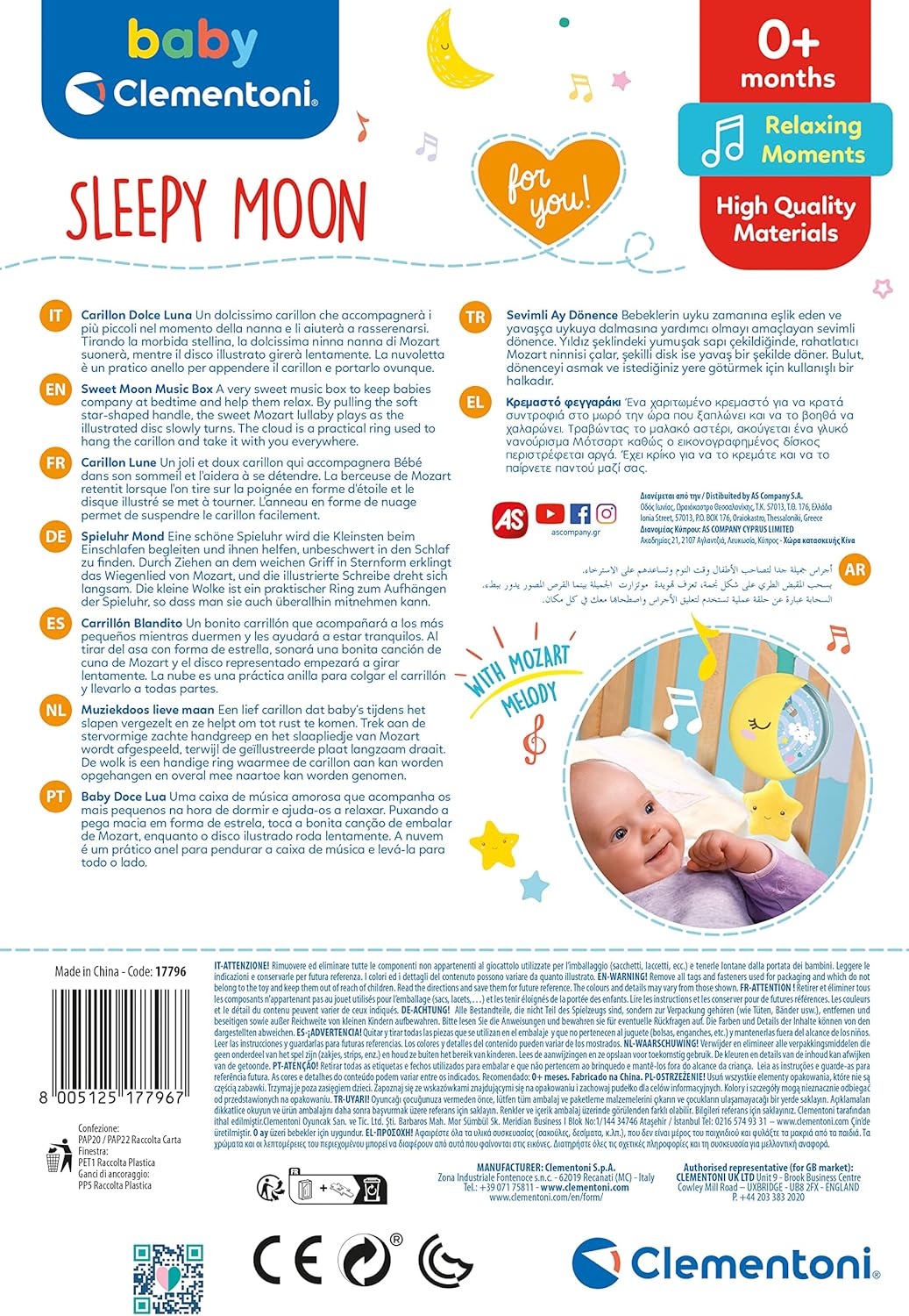 Clementoni Sleepy Moon Carillon Musicale per Culla