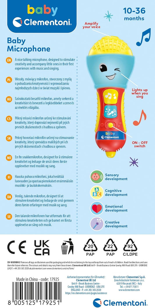 Clementoni Baby Microfono Gioco Musicale Elettronico con Luci e Suoni