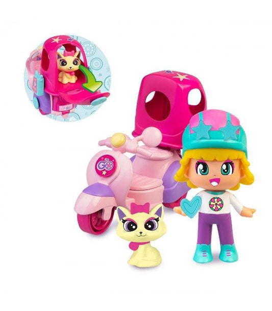 37200 Pinypon Famosa Let’s Go Moto Playset con Personaggio e Moto