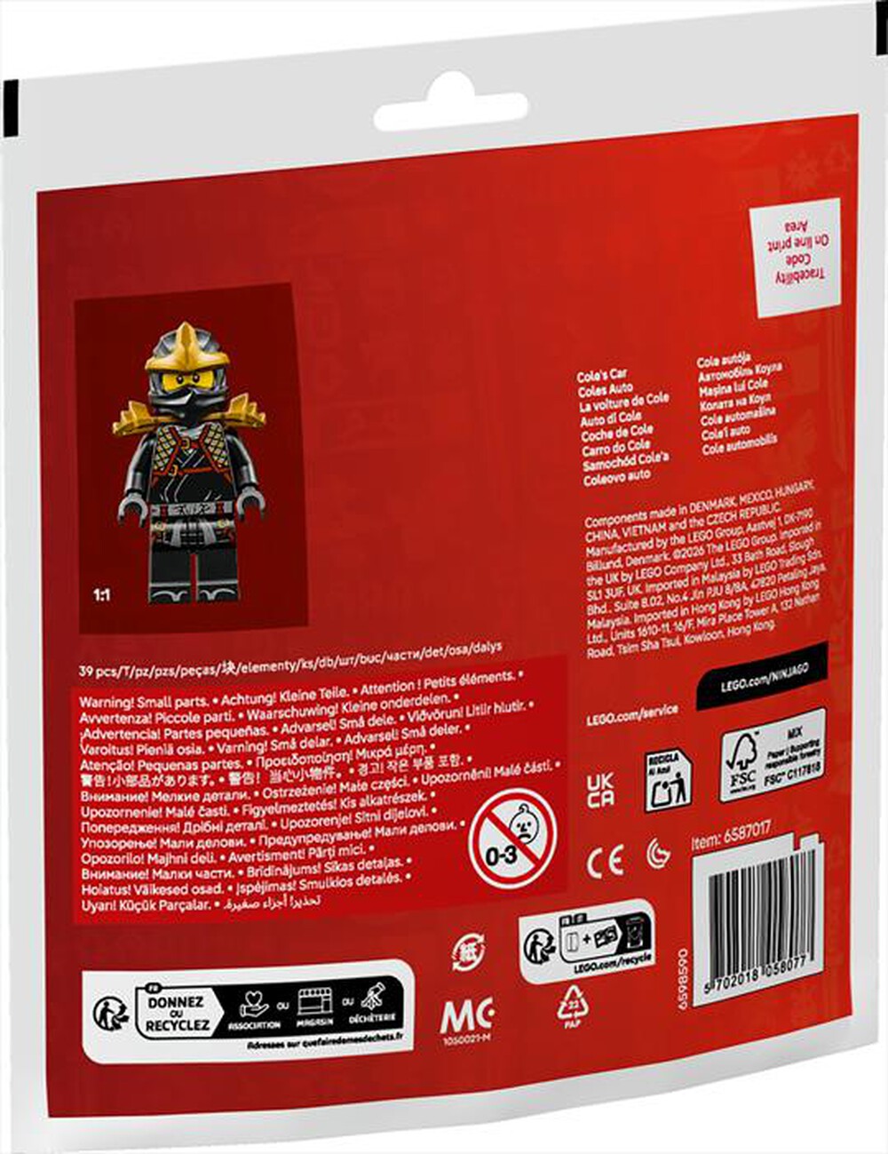 30723 LEGO Polybag Ninjago Recruitment Bags Auto ninja di Cole
