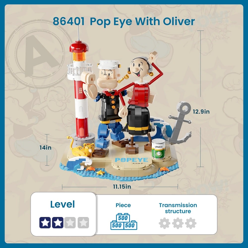 86401 PANTASY Braccio di Ferro e Olivia set Costruzioni da Collezione con Faro