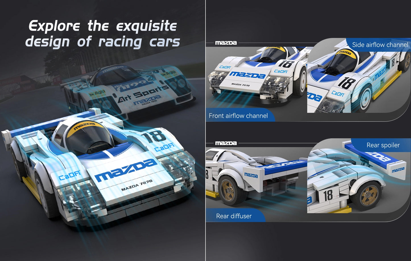 CADA Mazda 787B Le Mans - Modello in Mattoncini Scala 1:24 - 242 Pezzi