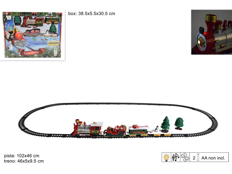 Trenino Natalizio con Luci e Musica Set Pista 102x46 cm con Locomotiva