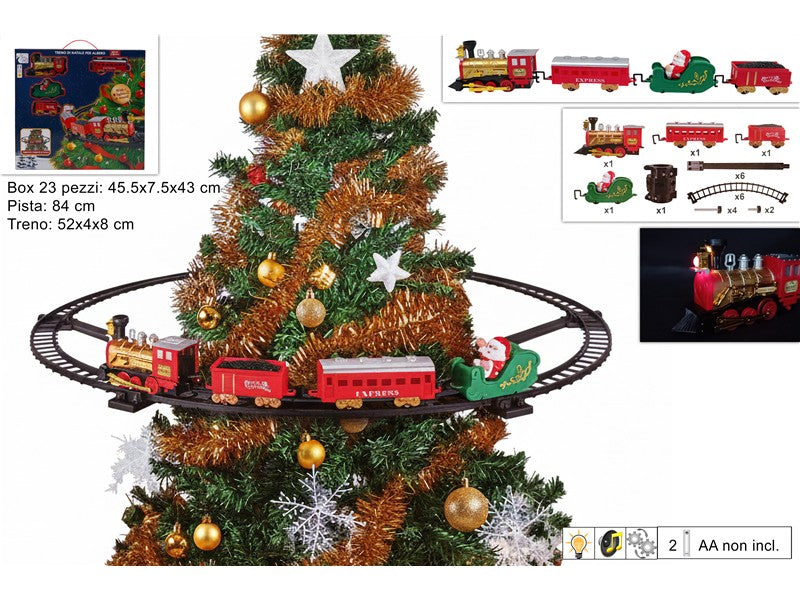 Trenino Natalizio per Albero di Natale con Supporto, Luci e Suoni 23 Pezzi