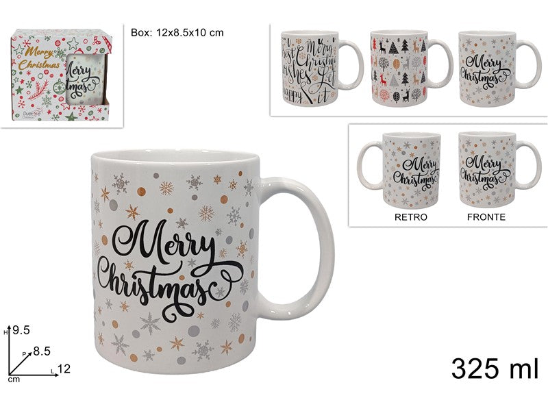 Tazza Natalizia 325 ml in Ceramica Idea Regalo, Modello Casuale
