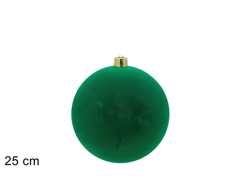 Palla di Natale 25 cm Floccata Verde Decorazione Maxi