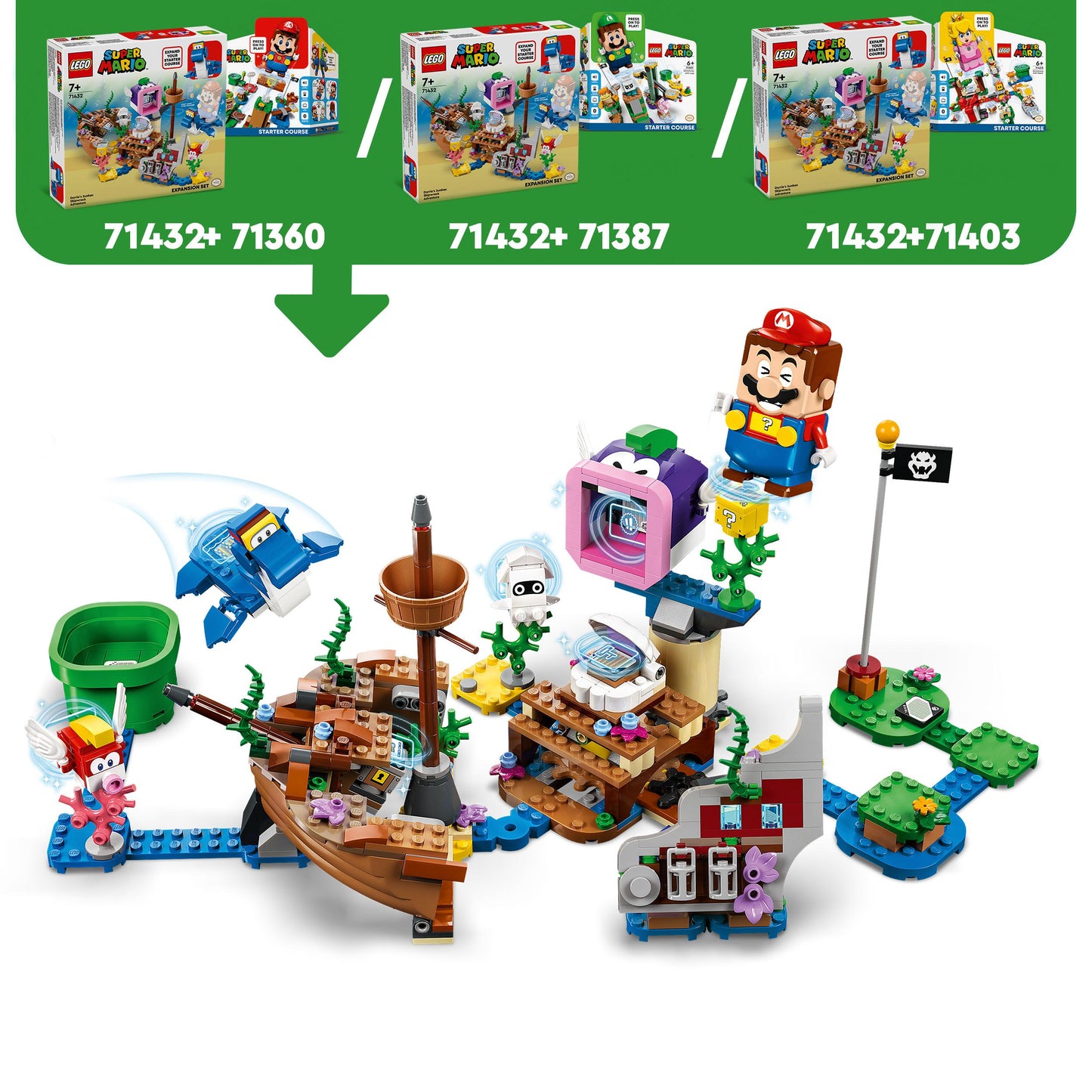 71432 LEGO Super Mario Pack di espansione Il veliero sommerso di Dorrie