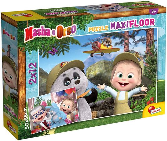 86122 - LISCIANI - MASHA PUZZLE MAXIFLOOR 2 X 12 - GIOCHIAMO ANCORA?